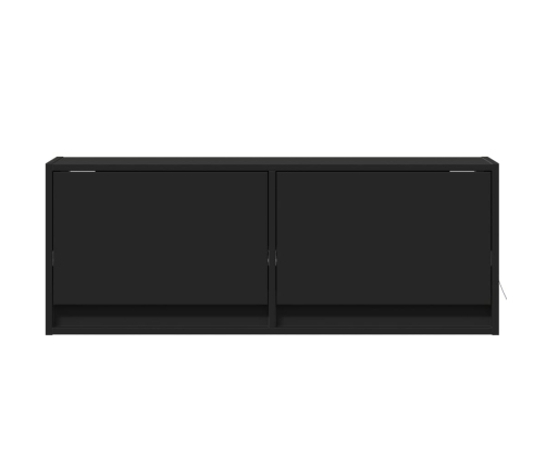 Mueble de TV de pared con luces LED negro 100x31x35 cm