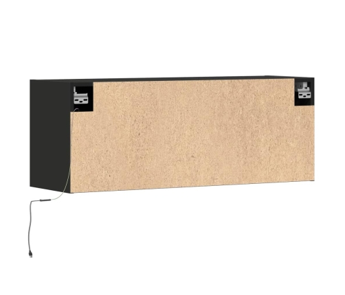 Mueble de TV de pared con luces LED negro 100x31x35 cm