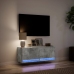 Mueble de TV de pared con luces LED gris hormigón 100x31x35 cm