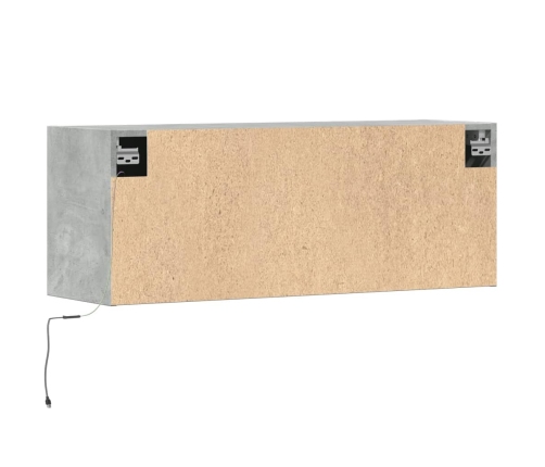 Mueble de TV de pared con luces LED gris hormigón 100x31x35 cm