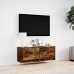 Mueble de TV de pared con luces LED roble ahumado 100x31x35 cm