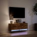 Mueble de TV de pared con luces LED roble ahumado 100x31x35 cm