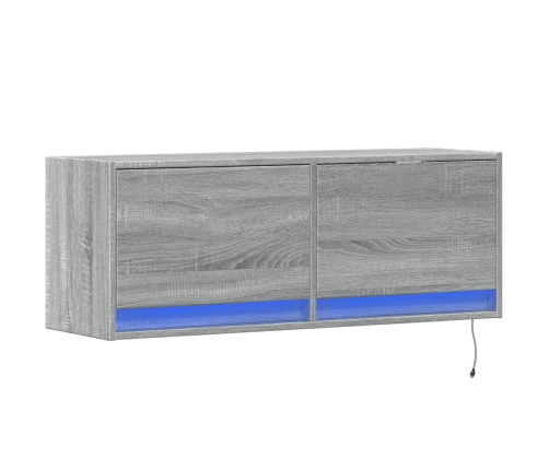 Mueble de TV de pared con luces LED gris Sonoma 100x31x35 cm