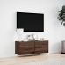 Mueble de TV de pared con luces LED marrón roble 100x31x35 cm