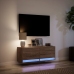 Mueble de TV de pared con luces LED marrón roble 100x31x35 cm