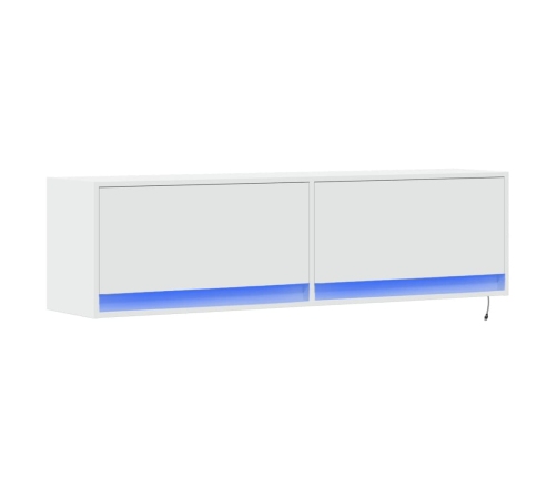 Mueble de TV de pared con luces LED blanco 140x31x38 cm