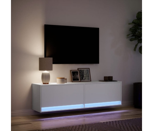 Mueble de TV de pared con luces LED blanco 140x31x38 cm