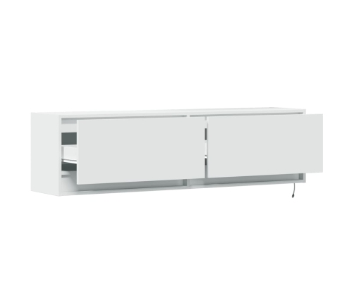 Mueble de TV de pared con luces LED blanco 140x31x38 cm