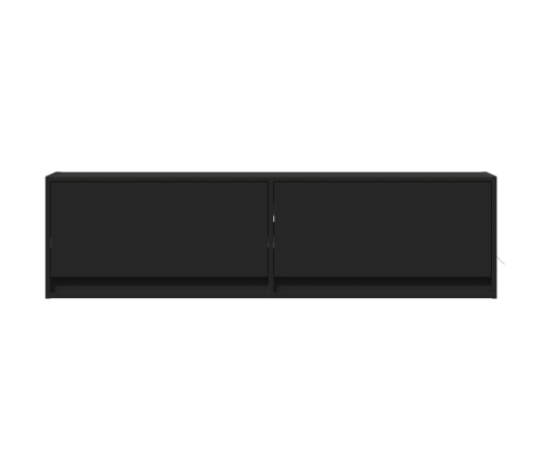 Mueble de TV de pared con luces LED negro 140x31x38 cm