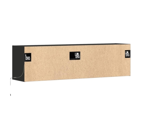 Mueble de TV de pared con luces LED negro 140x31x38 cm