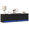 Mueble de TV de pared con luces LED negro 140x31x38 cm