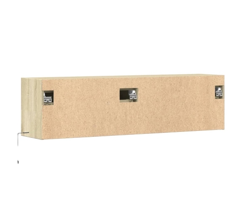 Mueble de TV de pared con luces LED roble Sonoma 140x31x38 cm