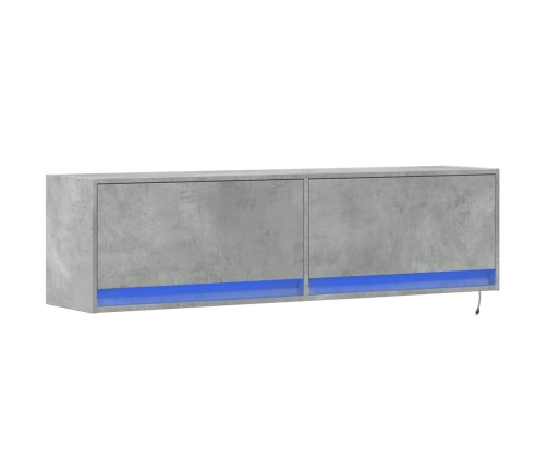 Mueble de pared TV con luces LED gris hormigón 140x31x38 cm