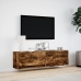 Mueble de TV de pared con luces LED roble ahumado 140x31x38 cm