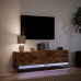 Mueble de TV de pared con luces LED roble ahumado 140x31x38 cm