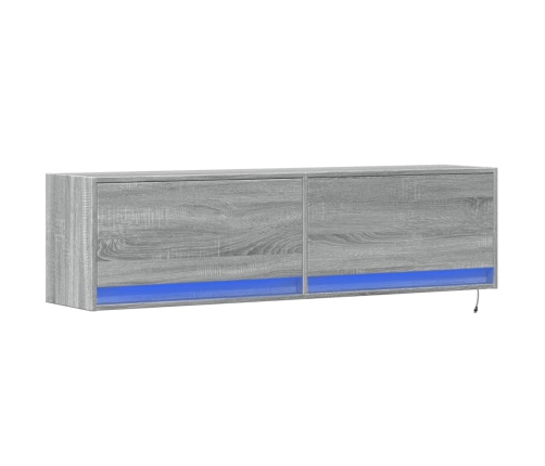 Mueble de TV de pared con luces LED gris Sonoma 140x31x38 cm