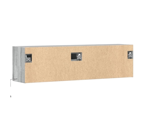 Mueble de TV de pared con luces LED gris Sonoma 140x31x38 cm