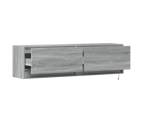 Mueble de TV de pared con luces LED gris Sonoma 140x31x38 cm