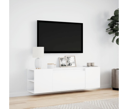 Mueble de TV de pared con luces LED blanco 135x31x39,5 cm