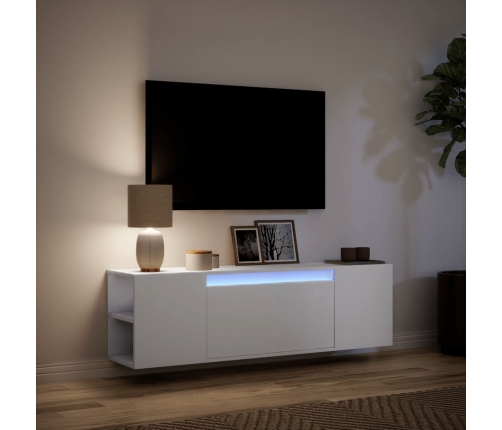 Mueble de TV de pared con luces LED blanco 135x31x39,5 cm