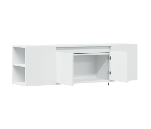 Mueble de TV de pared con luces LED blanco 135x31x39,5 cm