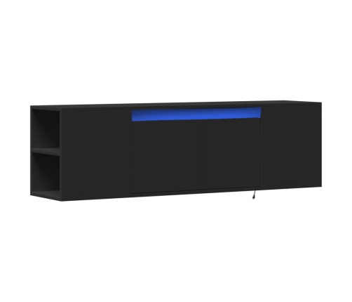 Mueble de TV de pared con luces LED negro 135x31x39,5 cm