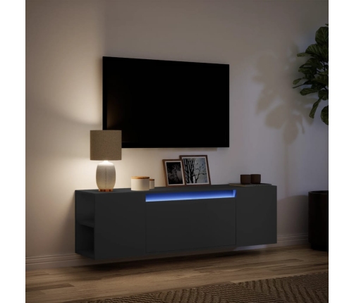 Mueble de TV de pared con luces LED negro 135x31x39,5 cm