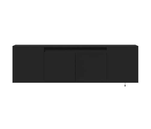 Mueble de TV de pared con luces LED negro 135x31x39,5 cm