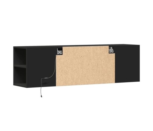 Mueble de TV de pared con luces LED negro 135x31x39,5 cm