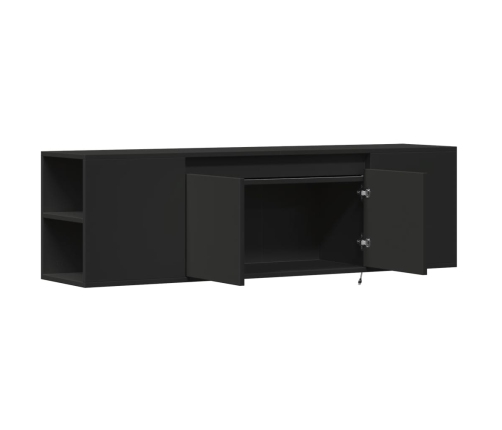 Mueble de TV de pared con luces LED negro 135x31x39,5 cm