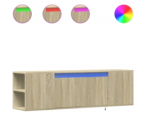 Mueble de TV de pared con luces LED roble Sonoma 135x31x39,5 cm