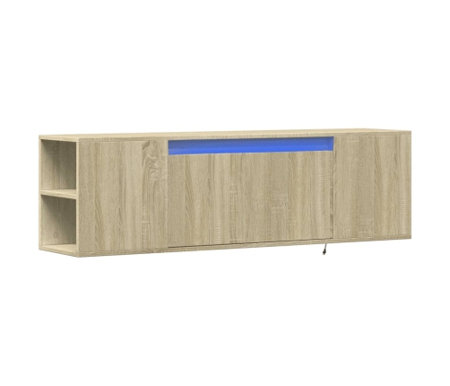 Mueble de TV de pared con luces LED roble Sonoma 135x31x39,5 cm