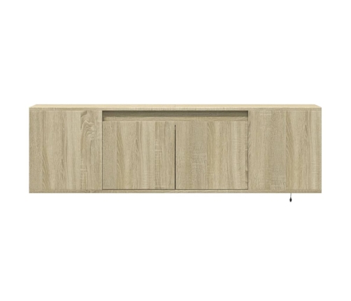 Mueble de TV de pared con luces LED roble Sonoma 135x31x39,5 cm