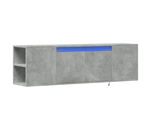 Mueble de TV de pared luces LED gris hormigón 135x31x39,5 cm