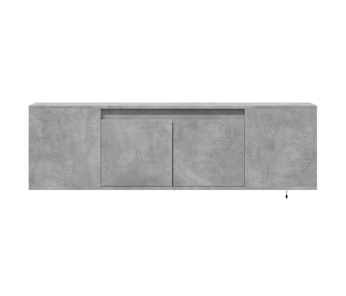 Mueble de TV de pared luces LED gris hormigón 135x31x39,5 cm