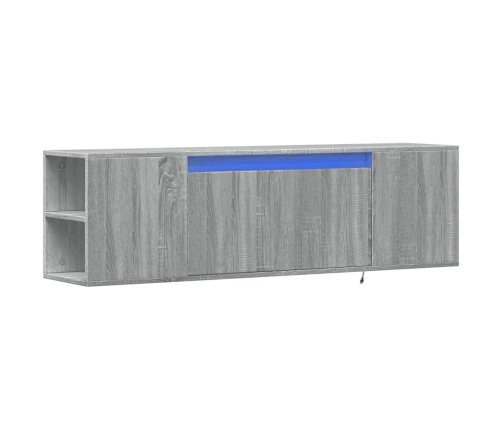 Mueble de TV de pared con luces LED gris Sonoma 135x31x39,5 cm