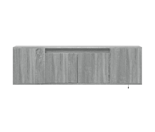 Mueble de TV de pared con luces LED gris Sonoma 135x31x39,5 cm