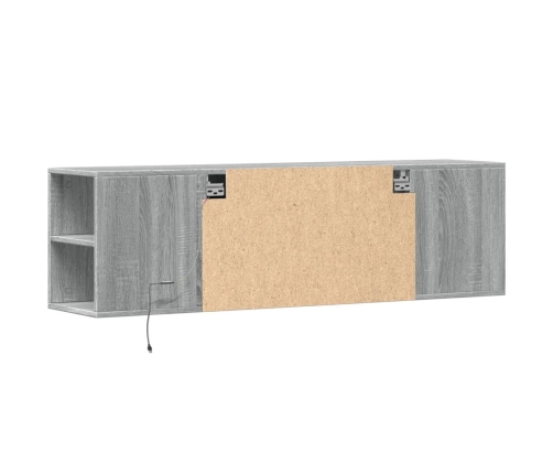 Mueble de TV de pared con luces LED gris Sonoma 135x31x39,5 cm