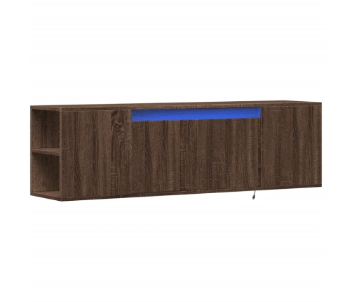 Mueble de TV de pared con luces LED marrón roble 135x31x39,5 cm