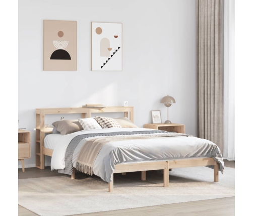 Estructura de cama sin colchón madera maciza de pino 120x190 cm