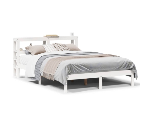 Estructura de cama sin colchón madera maciza blanca 120x190 cm