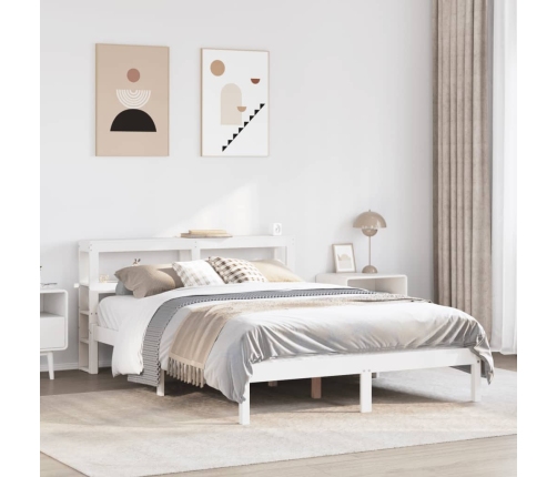 Estructura de cama sin colchón madera de pino blanco 135x190 cm