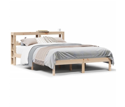 Estructura de cama sin colchón madera maciza de pino 160x200 cm