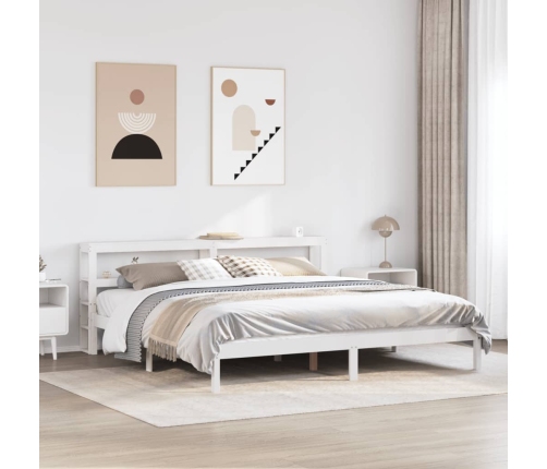 Cama sin colchón madera maciza de pino blanca 180x200 cm