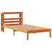 Estructura cama con cabecero madera pino marrón cera 75x190 cm