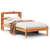 Estructura cama con cabecero madera pino marrón cera 75x190 cm