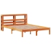 Estructura cama con cabecero madera pino marrón cera 135x190 cm