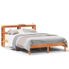 Estructura cama con cabecero madera pino marrón cera 135x190 cm