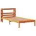 Estructura cama con cabecero madera pino marrón cera 100x200 cm