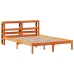 Estructura cama con cabecero madera pino marrón cera 150x200 cm